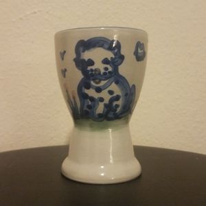 M.A. HADLEY DOUBLE EGG CUP COUNTRY SCENE PUPPY DOG